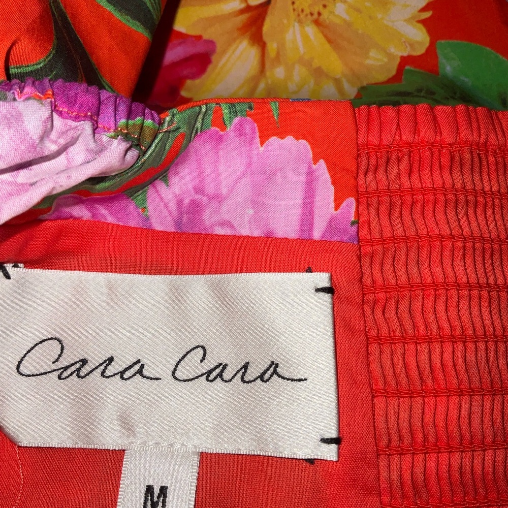Cara Cara Orange Multicolor Floral Puff-Sleeve Mini Dress - Picture 3 of 6